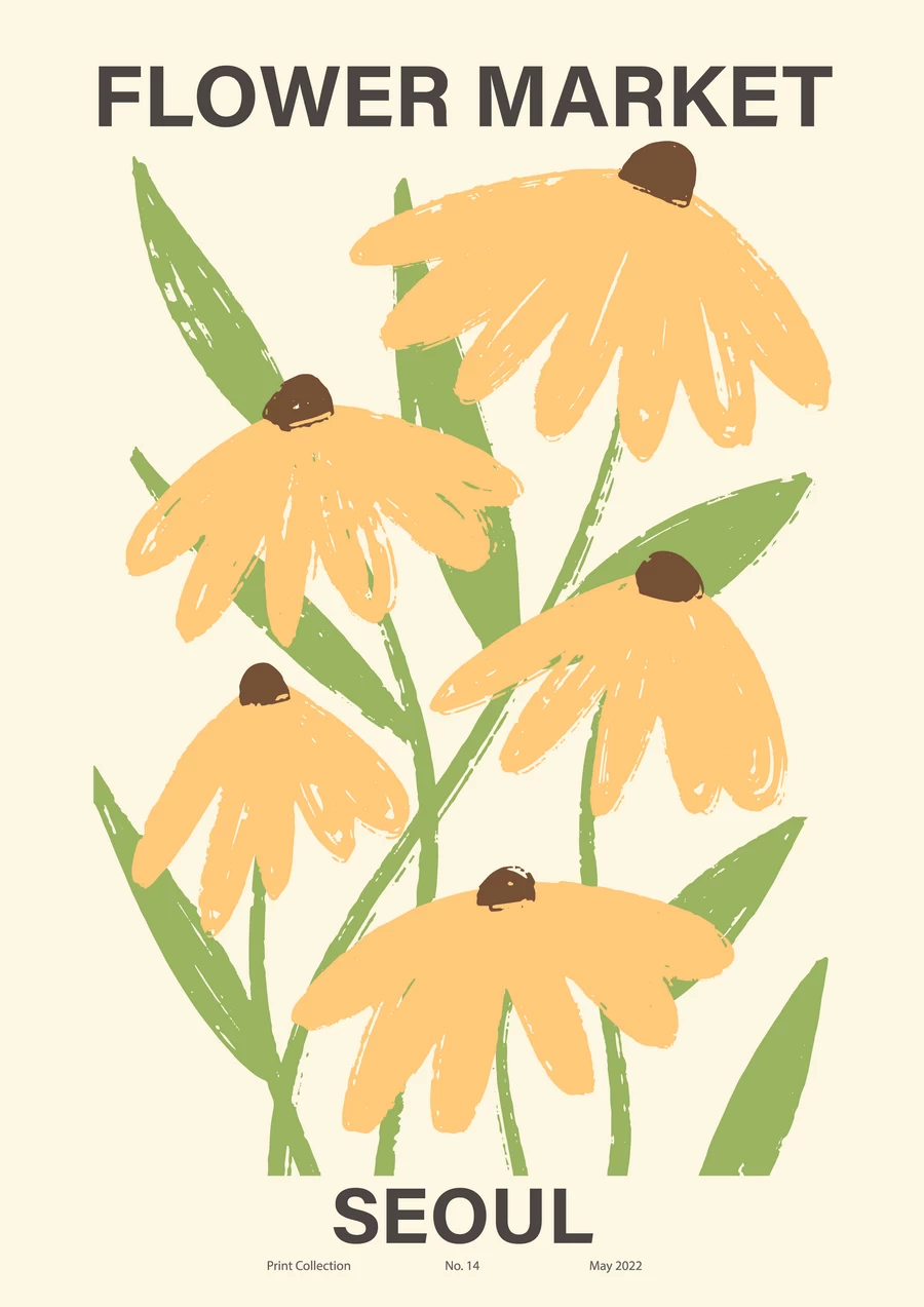 手绘小清新北欧花朵植物花卉插画海报封面画芯装饰AI矢量设计素材【010】